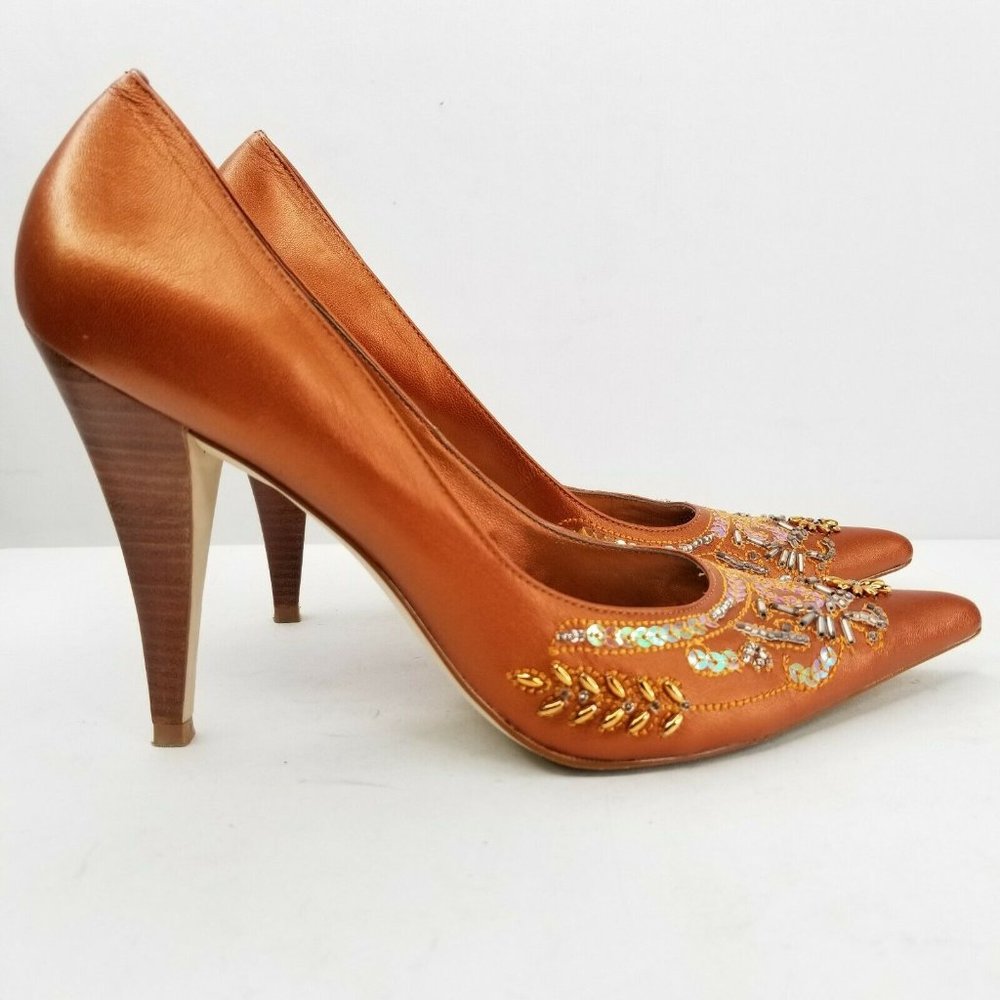 BCBG Girls Womens Ginger Washed Metallic Heels 9